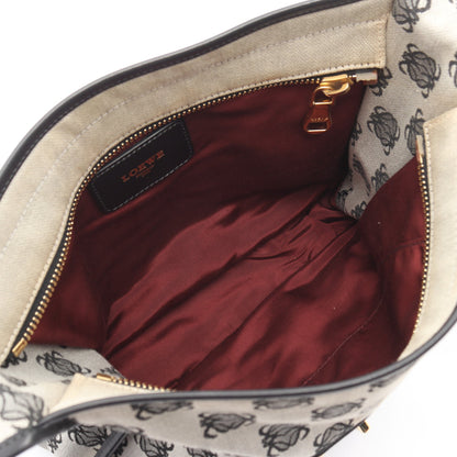 アナグラム ショルダーバッグ キャンバス レザー ブラック アイボリー ロエベ バッグ LOEWE