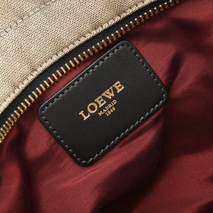 アナグラム ショルダーバッグ キャンバス レザー ブラック アイボリー ロエベ バッグ LOEWE