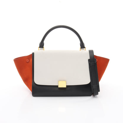 トラペーズ スモール ハンドバッグ レザー スエード オフホワイト ブラック オレンジ 2WAY セリーヌ バッグ CELINE