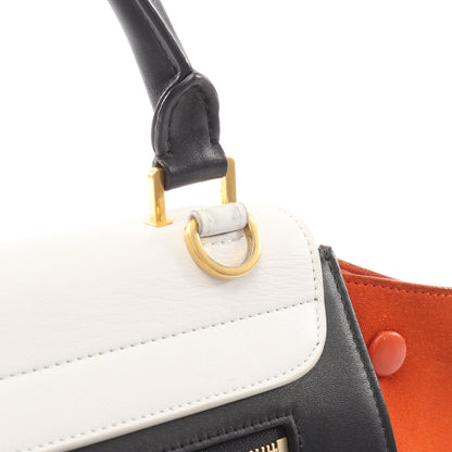 トラペーズ スモール ハンドバッグ レザー スエード オフホワイト ブラック オレンジ 2WAY セリーヌ バッグ CELINE