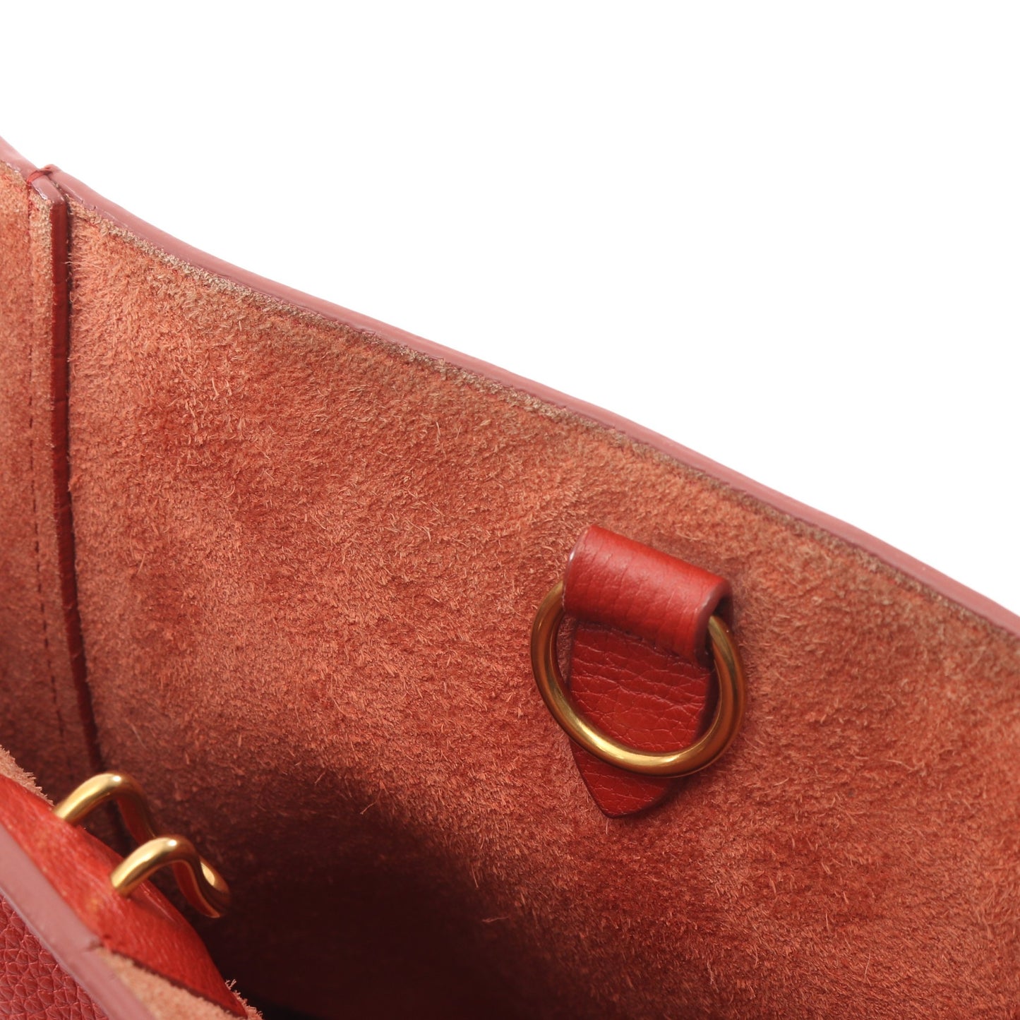 サングル バケット スモール ショルダーバッグ レザー オレンジレッド セリーヌ バッグ CELINE