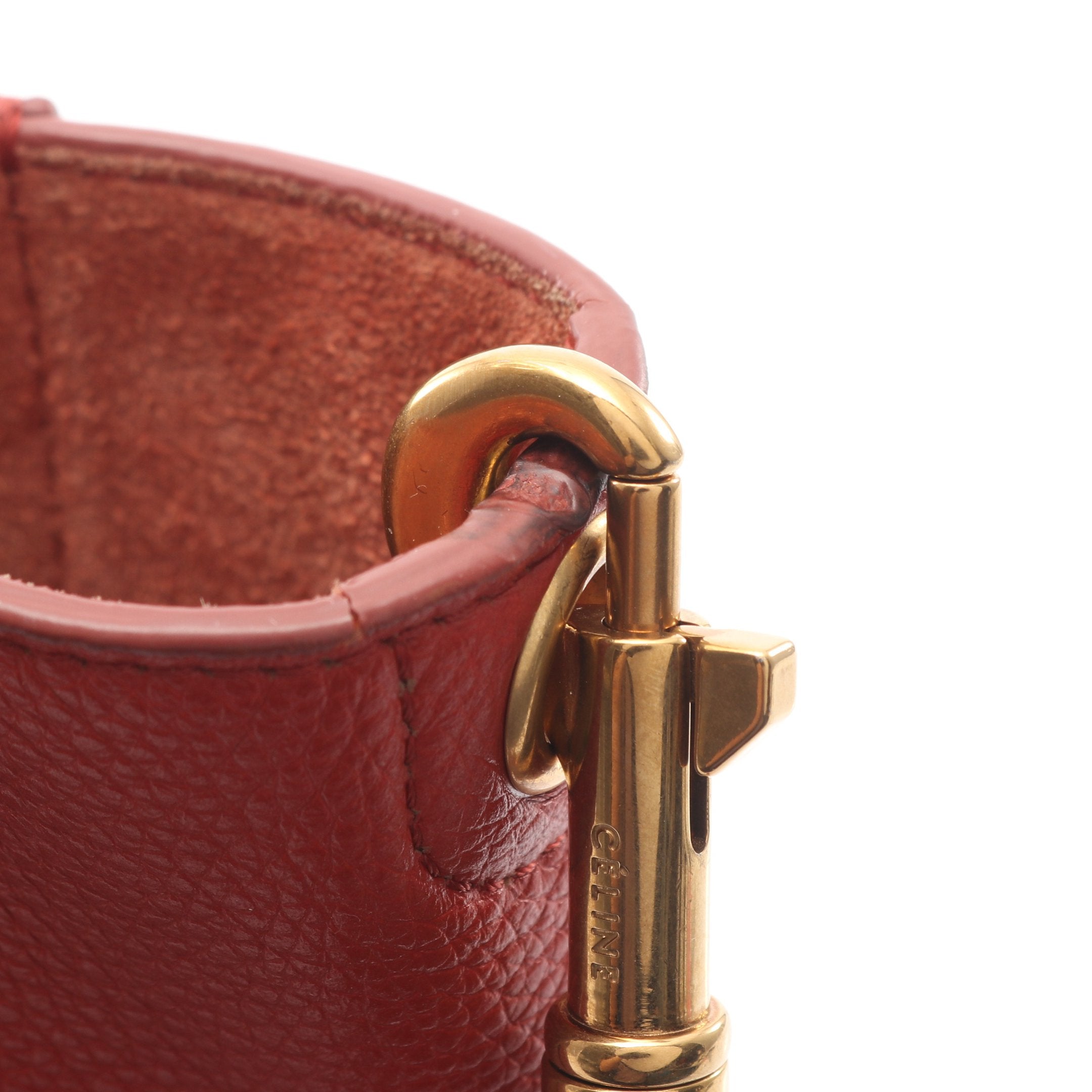 セリーヌ CELINE サングル バケット スモール ショルダーバッグ バッグ レザー レディース レッド系 178303 【中古】 サングル バケット スモール ショルダーバッグ レザー オレンジレッド