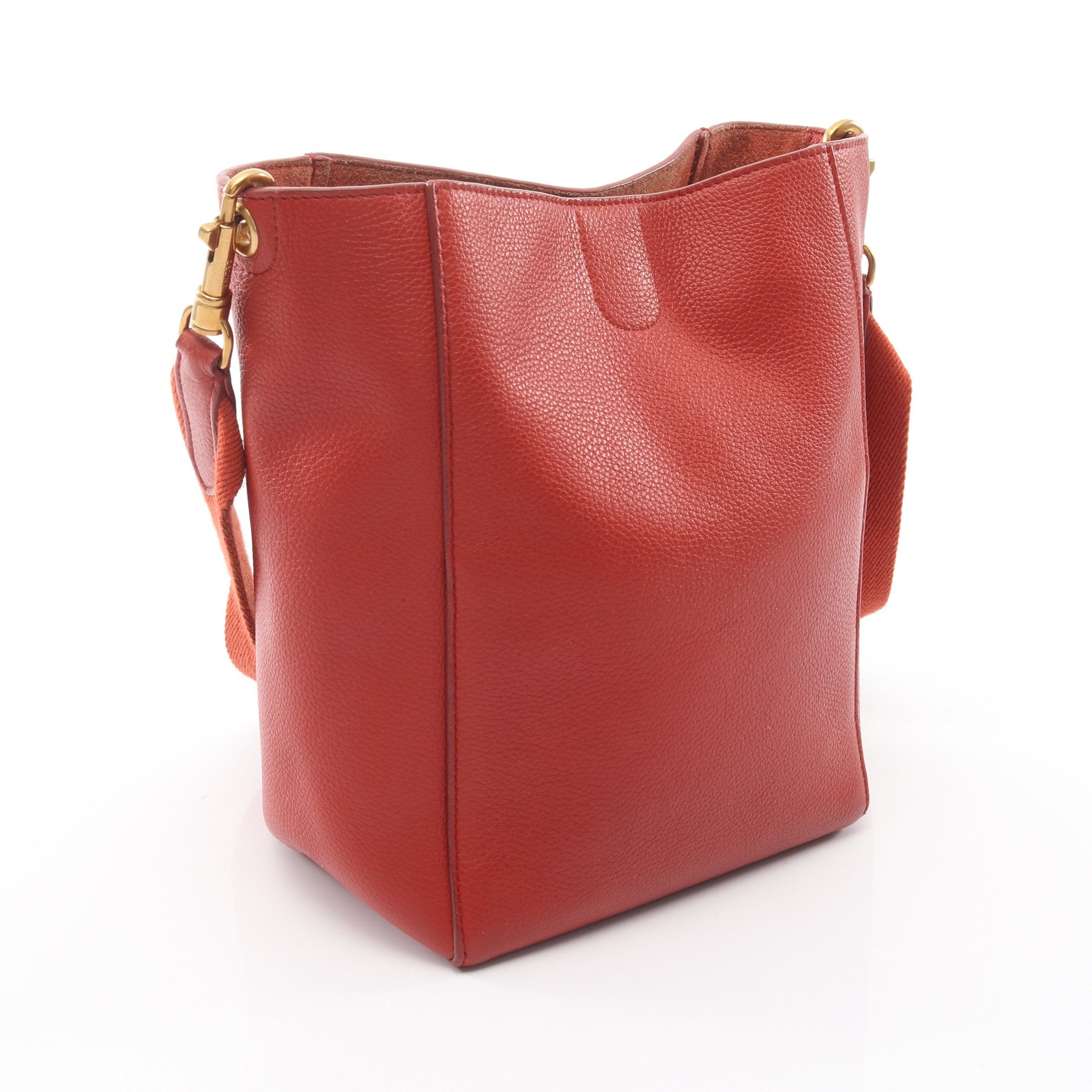 セリーヌ CELINE サングル バケット スモール ショルダーバッグ バッグ レザー レディース レッド系 178303 【中古】 サングル バケット スモール ショルダーバッグ レザー オレンジレッド
