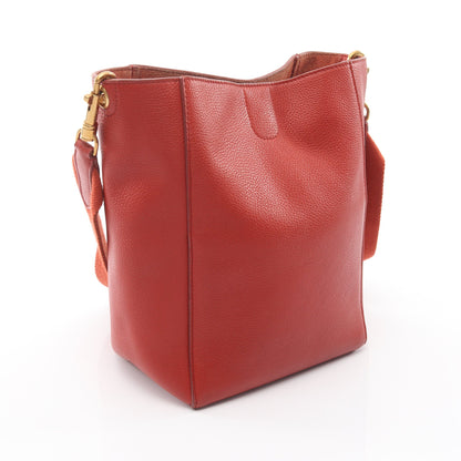 サングル バケット スモール ショルダーバッグ レザー オレンジレッド セリーヌ バッグ CELINE