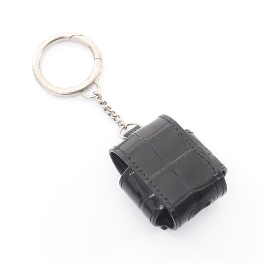 AirPodsケース イヤホンケース レザー ブラック クロコ型押し バレンシアガ