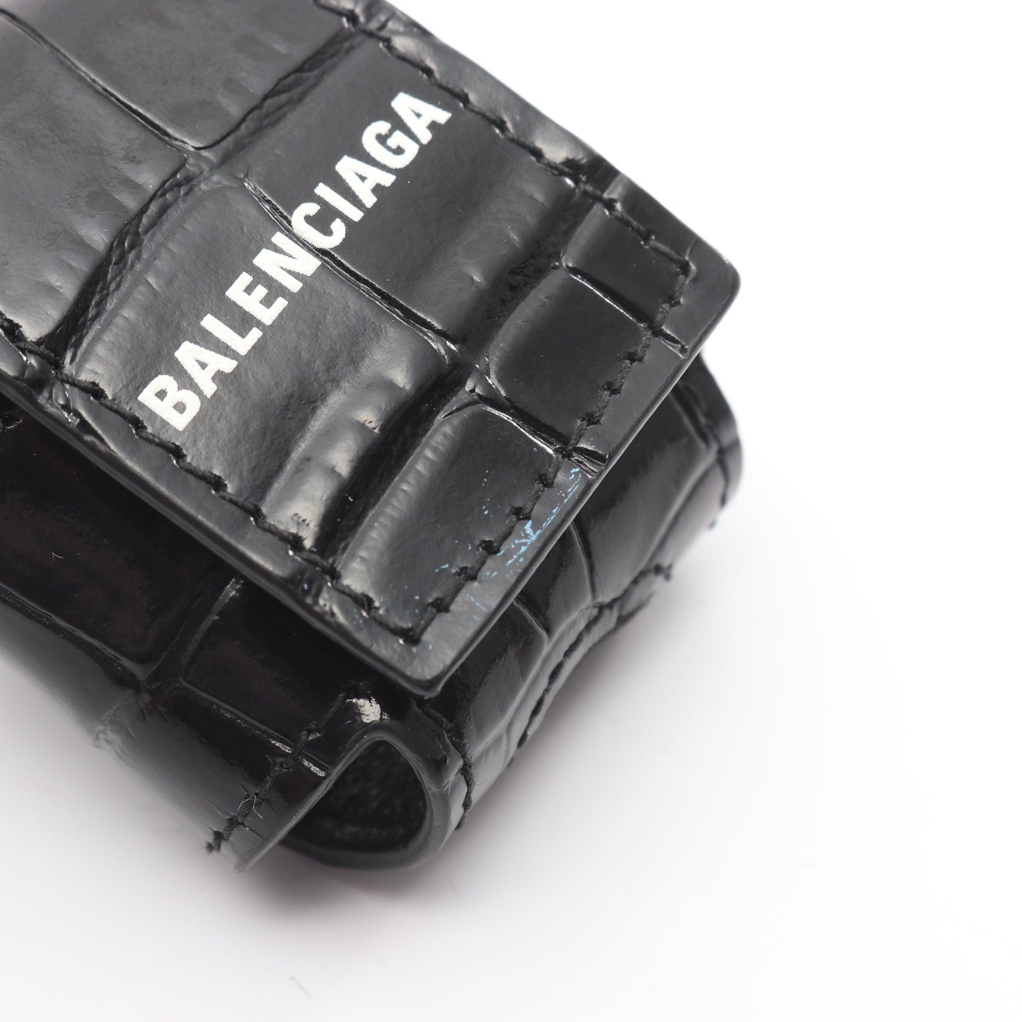 AirPodsケース イヤホンケース レザー ブラック クロコ型押し バレンシアガ 財布・小物 BALENCIAGA