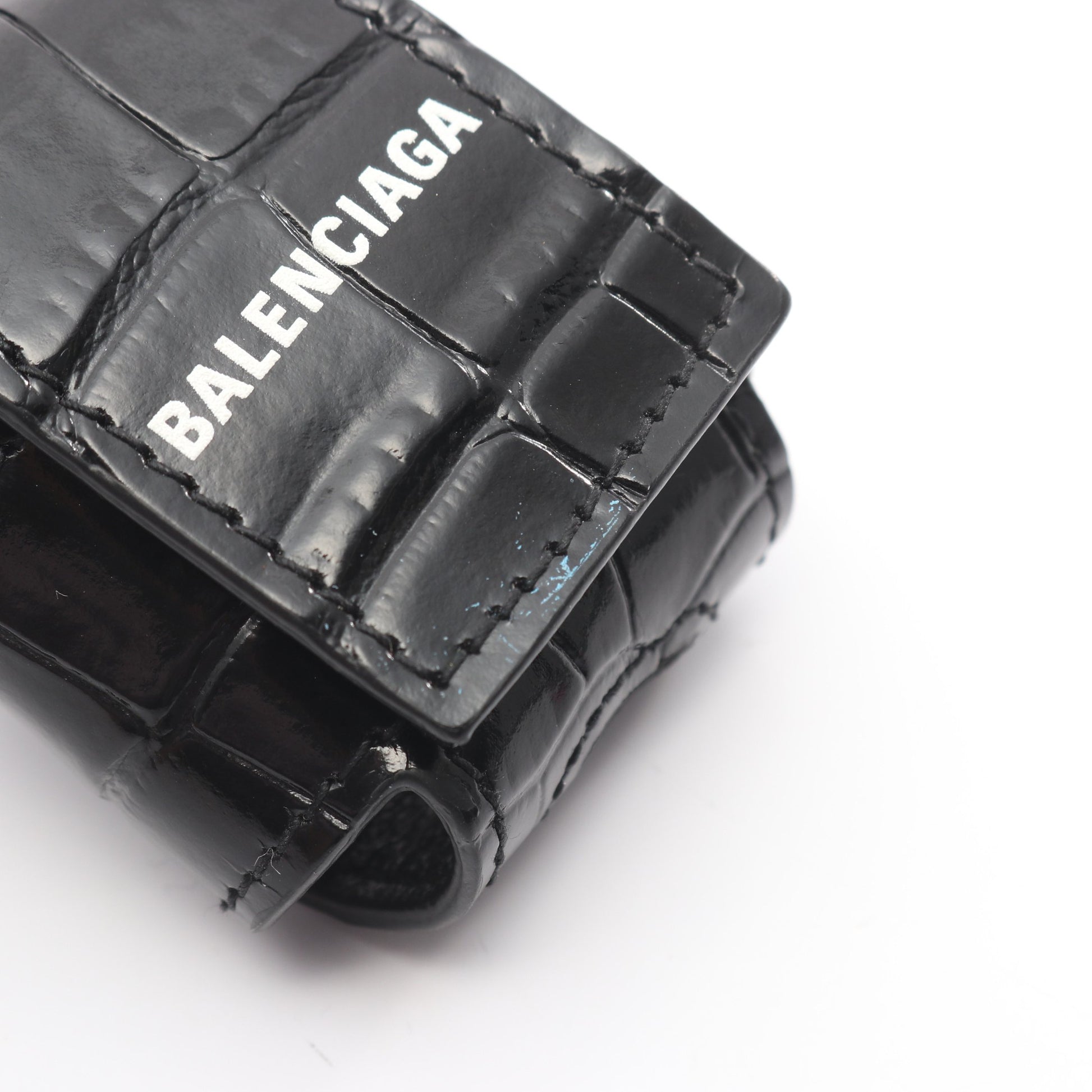 AirPodsケース イヤホンケース レザー ブラック クロコ型押し バレンシアガ 財布・小物 BALENCIAGA