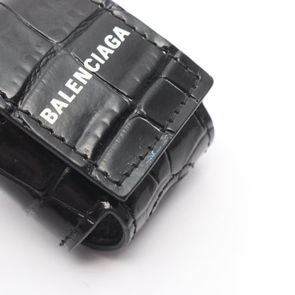 AirPodsケース イヤホンケース レザー ブラック クロコ型押し バレンシアガ 財布・小物 BALENCIAGA