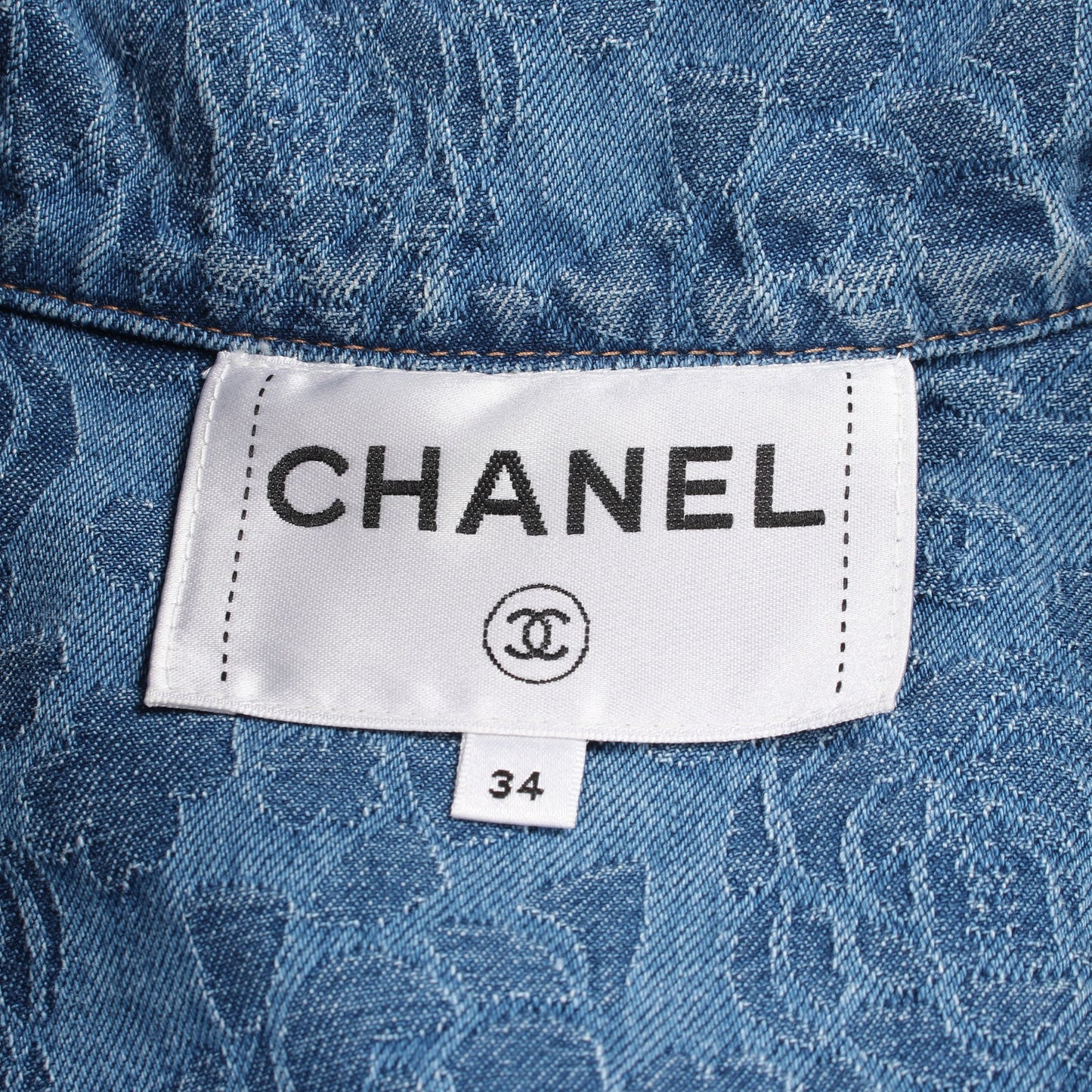 ライオンボタン カメリア デニム シャツワンピース コットン ブルー シャネル ワンピース CHANEL