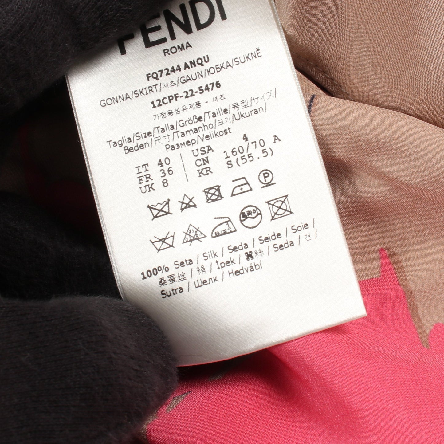 スカート 花柄 総 シルク ベージュ ピンク アシンメトリー フェンディ ボトムス FENDI