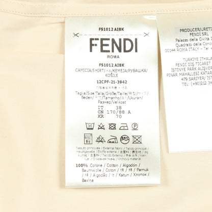 シャツ 長袖 刺繍 コットン ベージュ フェンディ トップス FENDI