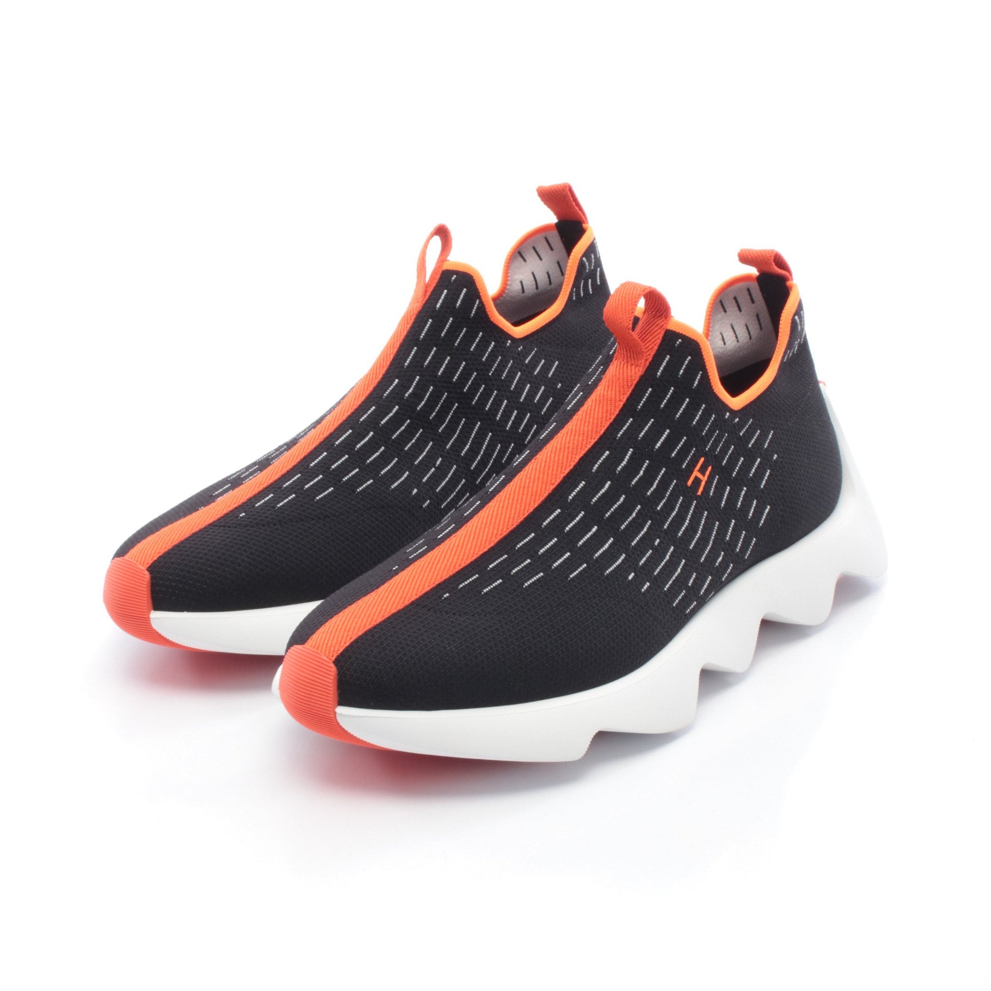 エクレール ニット スニーカー ファブリック ブラック オレンジ エルメス シューズ HERMES