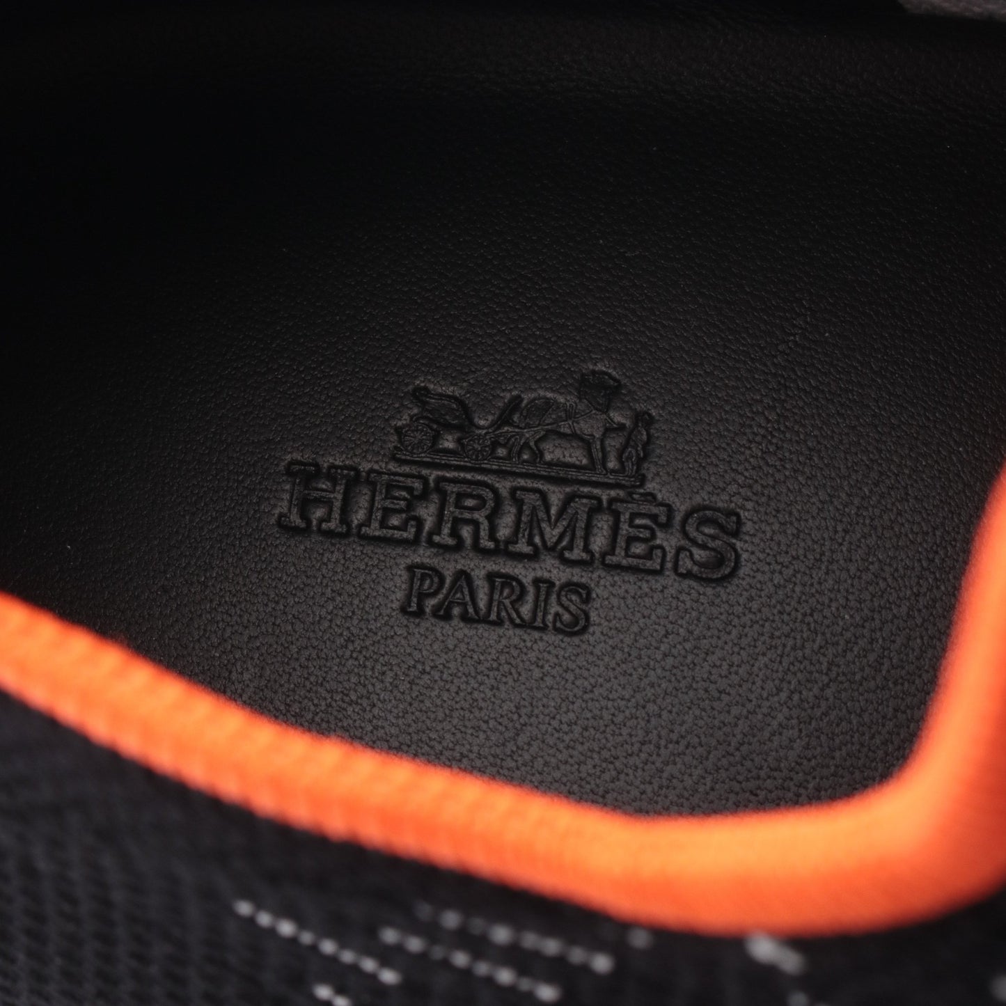 エクレール ニット スニーカー ファブリック ブラック オレンジ エルメス シューズ HERMES