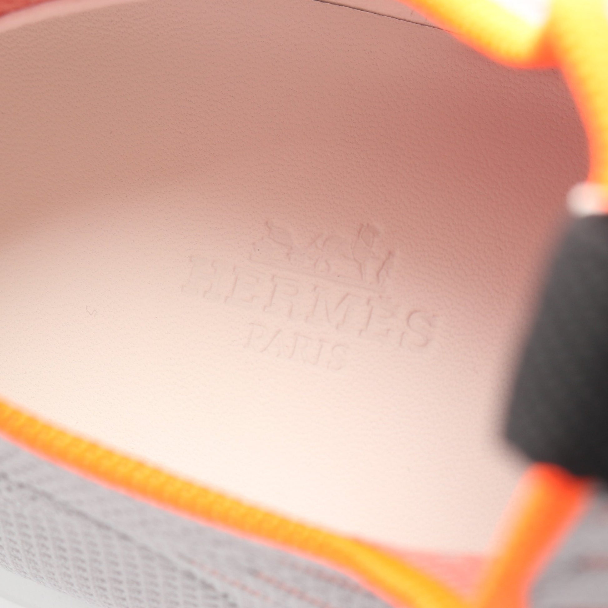 エクレール ニット スニーカー ファブリック グレー オレンジ エルメス シューズ HERMES