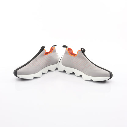 エクレール ニット スニーカー ファブリック グレー オレンジ エルメス シューズ HERMES