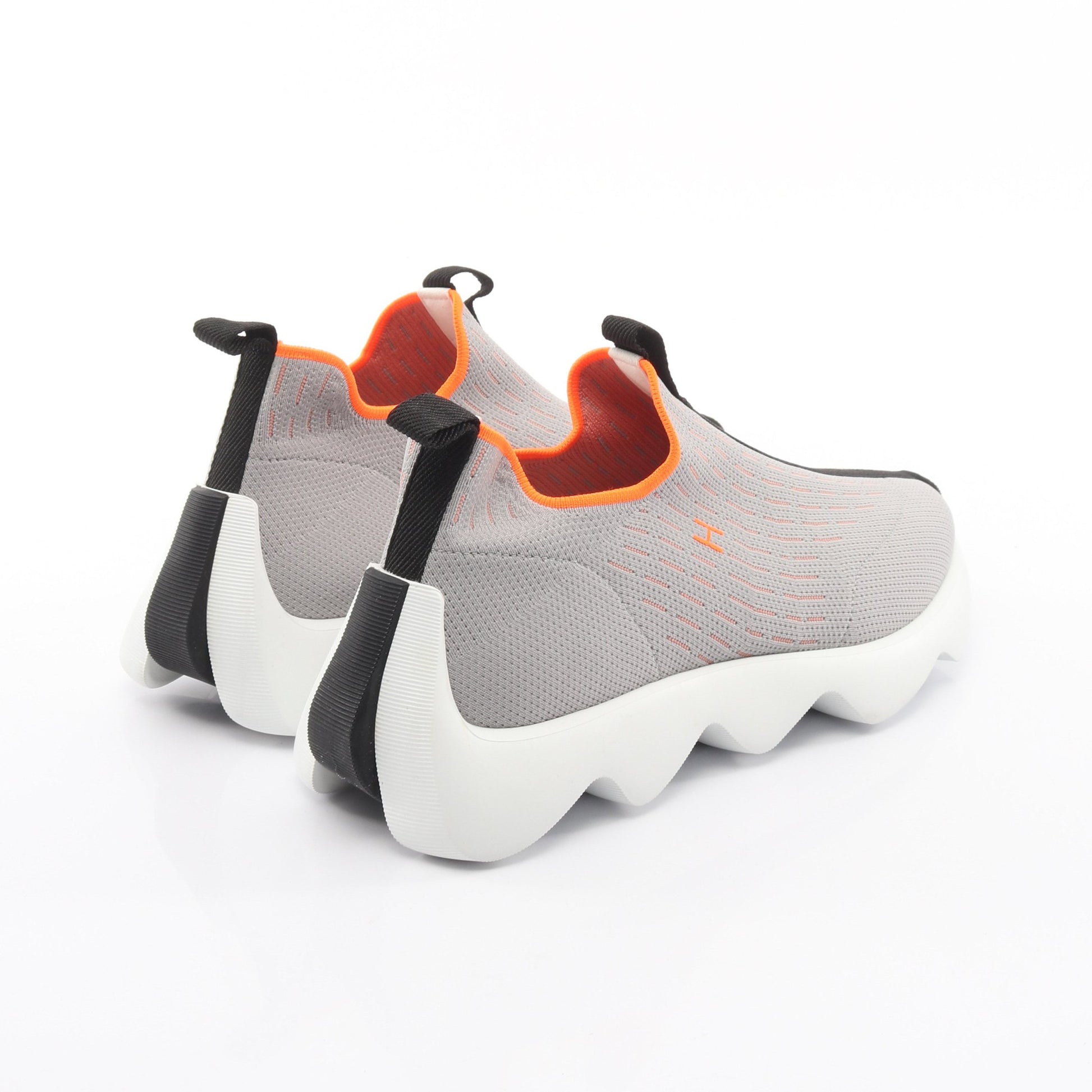 エクレール ニット スニーカー ファブリック グレー オレンジ エルメス シューズ HERMES