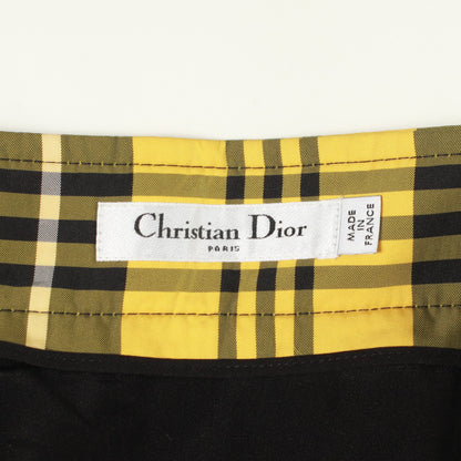 チェック プリーツ スカート イエロー ブラック クリスチャンディオール ボトムス Christian Dior