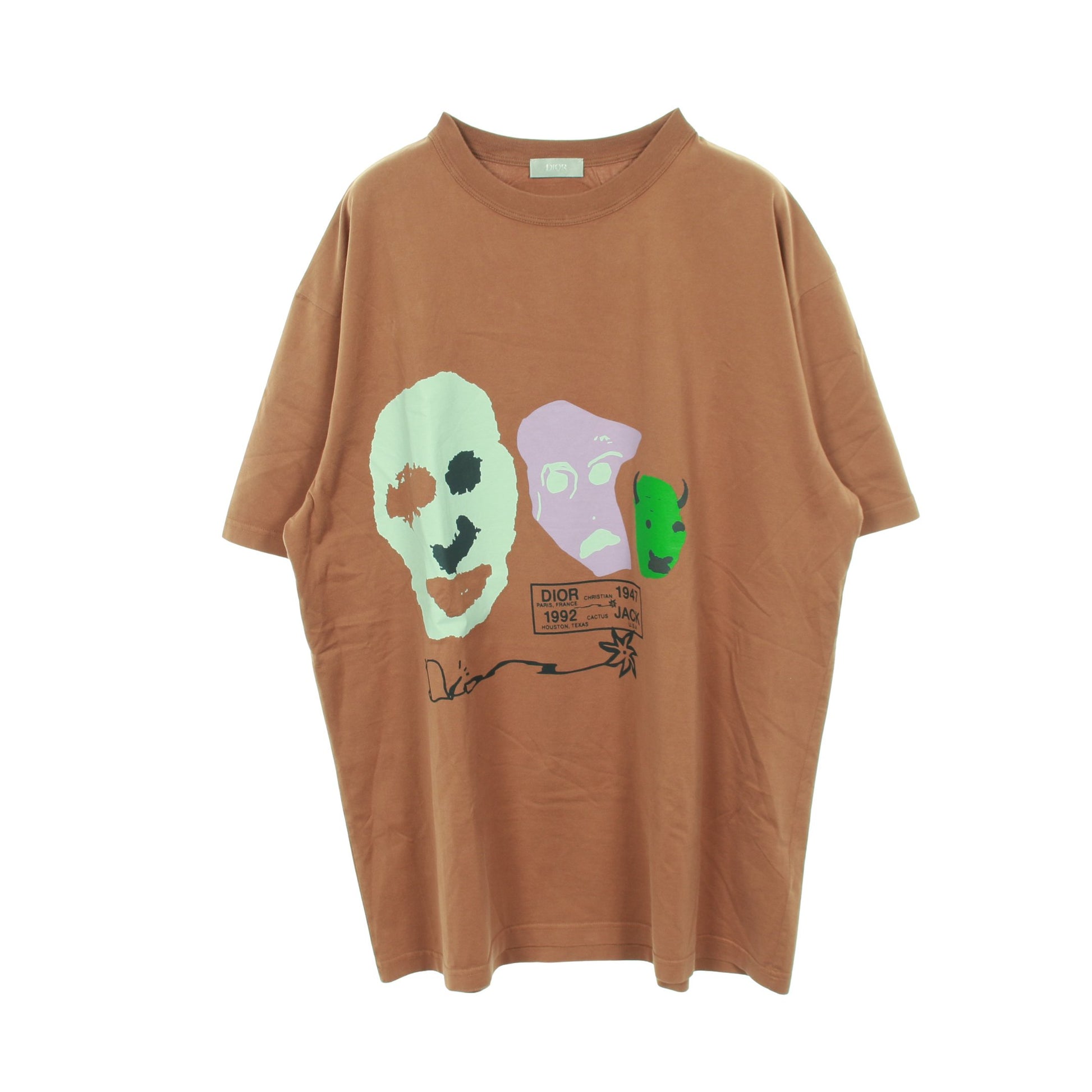 DIOR × TRAVIS SCOTT Tシャツ クルーネック コットン ブラウン マルチカラー ディオール トップス DIOR