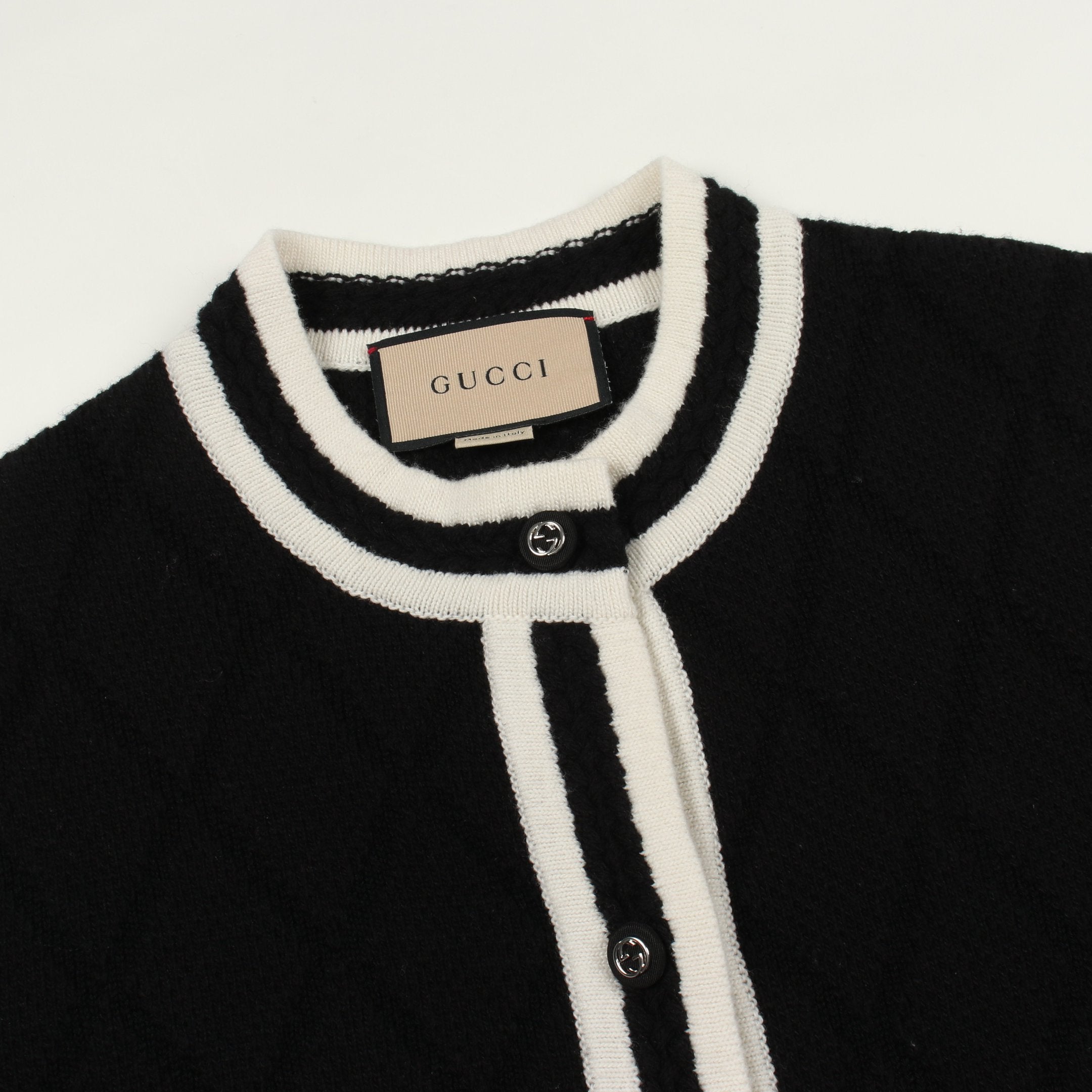 GUCCI イタリア製黒ロングカーディガン B (目立った傷や汚れなし)】【美品】GUCCI グッチ ロングカーディガン