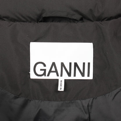ロゴプリント パファー ジャケット ブラック 中綿 ガニー アウター GANNI