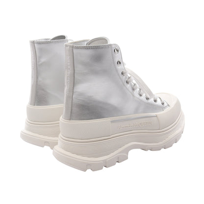 TREAD SLICK ハイカットスニーカー レザー シルバー アレキサンダーマックイーン シューズ ALEXANDER MCQUEEN