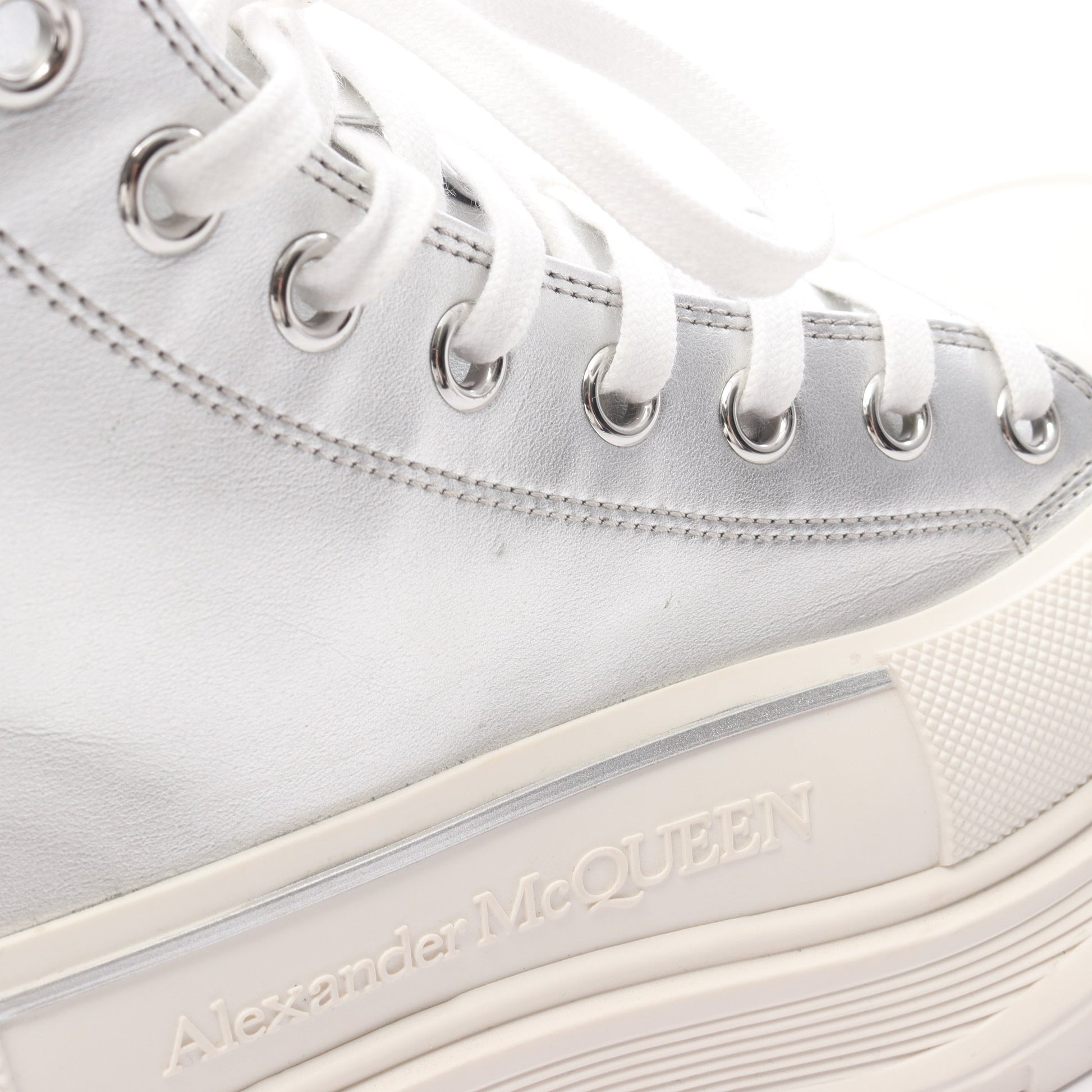 TREAD SLICK ハイカットスニーカー レザー シルバー アレキサンダーマックイーン シューズ ALEXANDER MCQUEEN