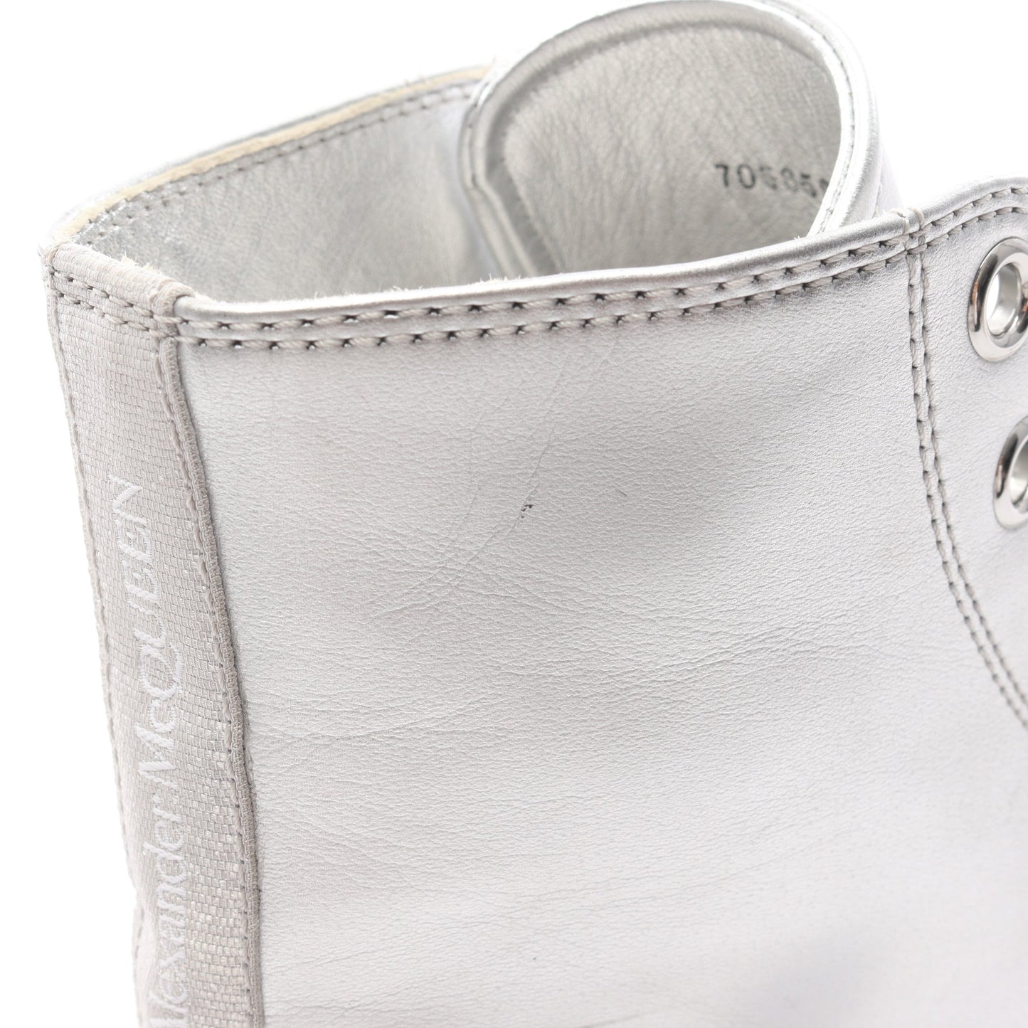 TREAD SLICK ハイカットスニーカー レザー シルバー アレキサンダーマックイーン シューズ ALEXANDER MCQUEEN