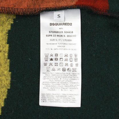 ボアフリース ジャケット ライトブルー マルチカラー フード付き ディースクエアード アウター DSQUARED2