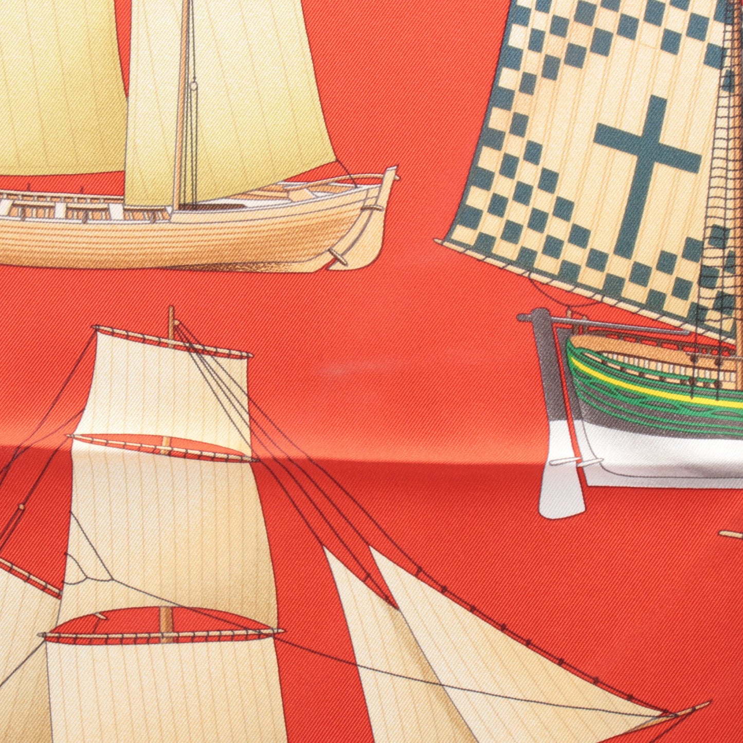 カレ90 TOUT LES BATEAU DU MONDE スカーフ シルク オレンジレッド マルチカラー エルメス 財布・小物 HERMES