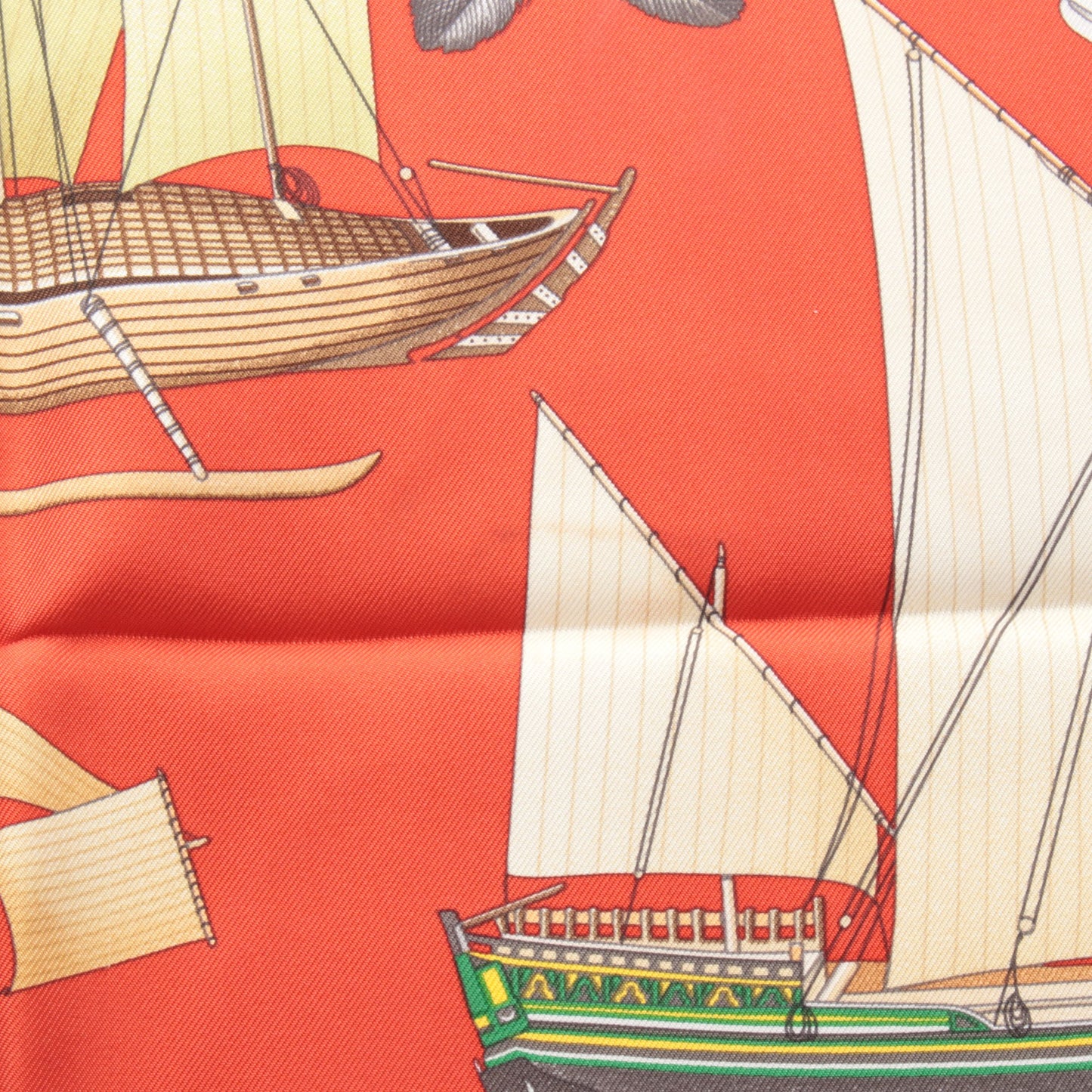 カレ90 TOUT LES BATEAU DU MONDE スカーフ シルク オレンジレッド マルチカラー エルメス 財布・小物 HERMES