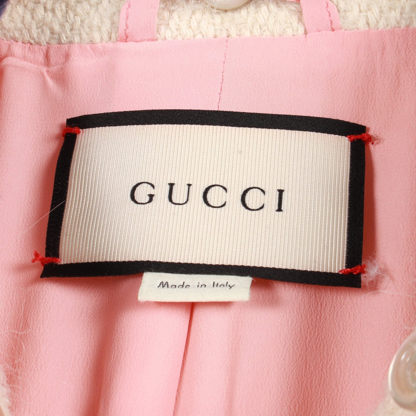 GGボタン コート コットン モヘヤ アルパカ オフホワイト ブルー 切替 グッチ アウター GUCCI