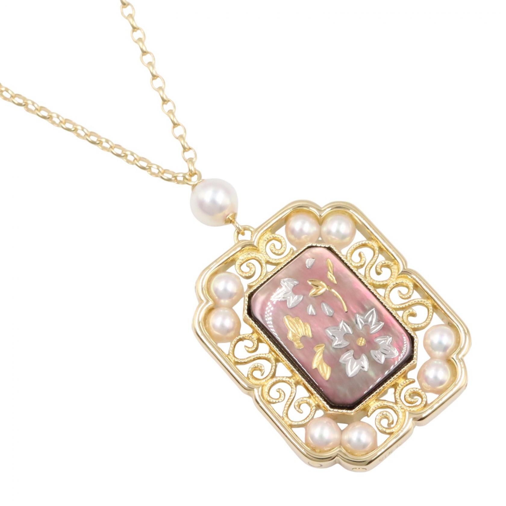 ピクウェ パール ネックレス ネックレス K18YG パール イエローゴールド ホワイト ミキモト アクセサリー MIKIMOTO