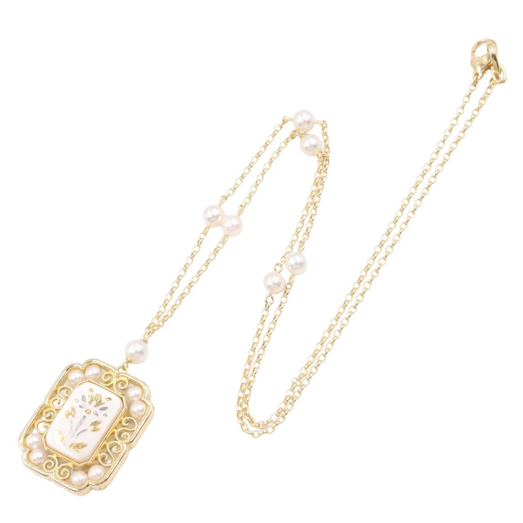 ピクウェ パール ネックレス ネックレス K18YG パール イエローゴールド ホワイト ミキモト アクセサリー MIKIMOTO