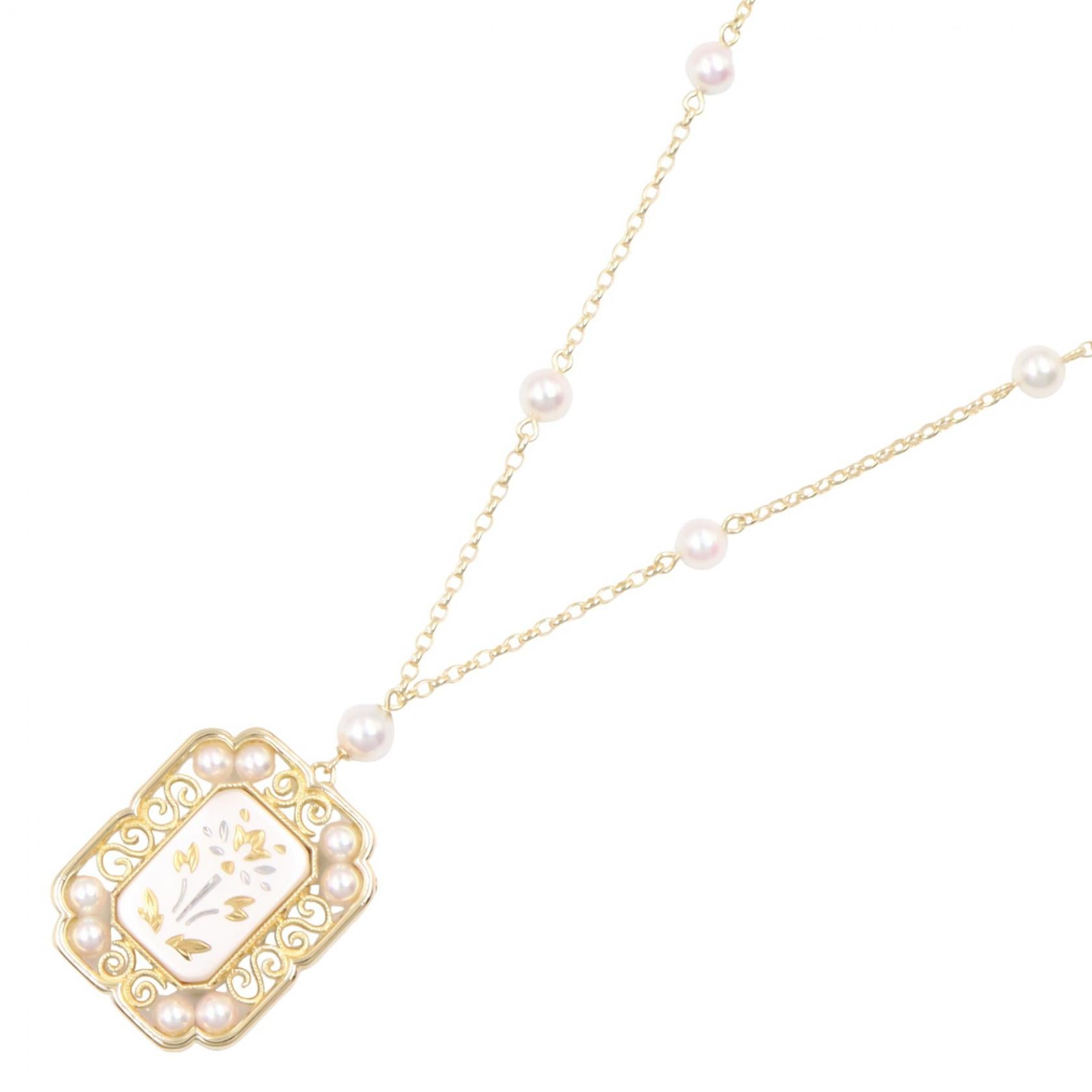 ピクウェ パール ネックレス ネックレス K18YG パール イエローゴールド ホワイト ミキモト アクセサリー MIKIMOTO