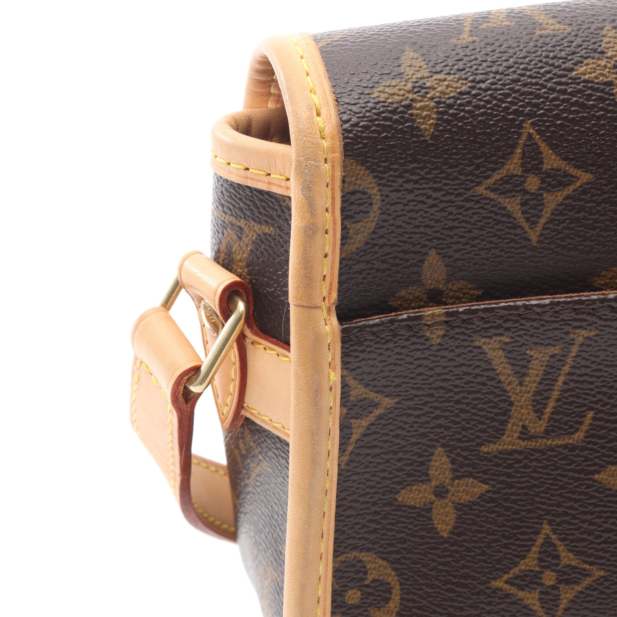 ソローニュ モノグラム ショルダーバッグ PVC レザー ブラウン ルイ