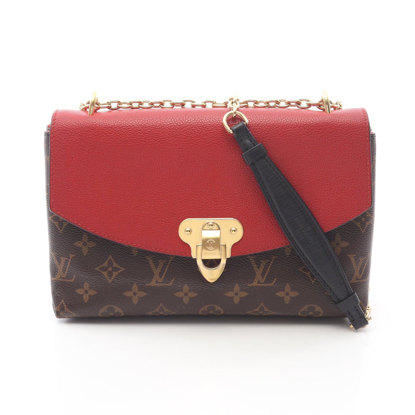 サン プラシード モノグラム スリーズ チェーンショルダーバッグ PVC レザー ブラウン レッド ルイヴィトン バッグ LOUIS VUITTON