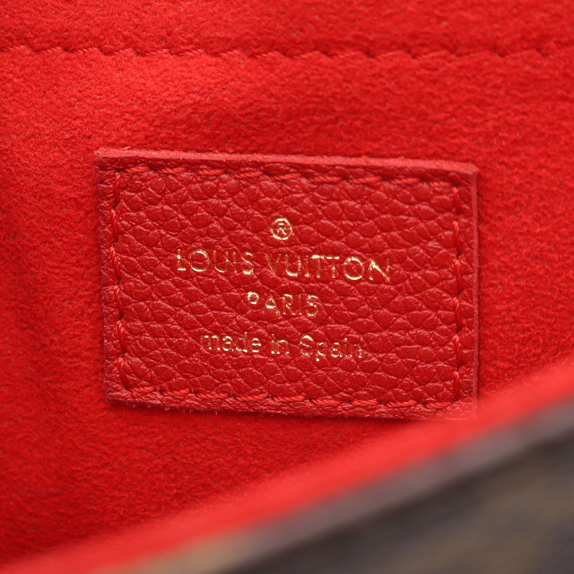 サン プラシード モノグラム スリーズ チェーンショルダーバッグ PVC レザー ブラウン レッド ルイヴィトン バッグ LOUIS VUITTON