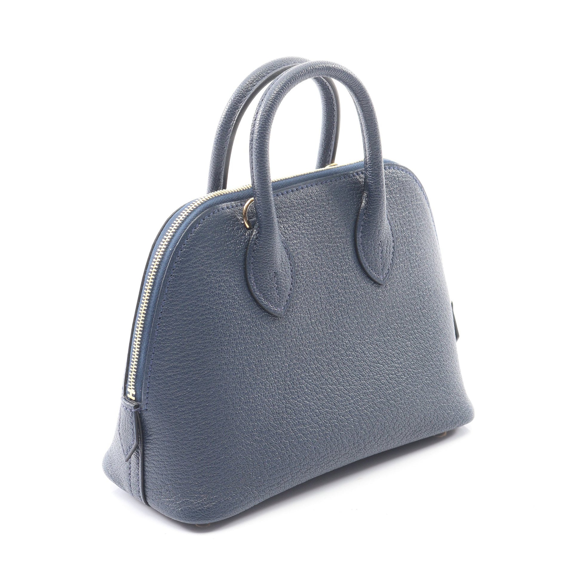 ボリード1923 ミニ ブルーネイビー ハンドバッグ シェーブル ネイビー ゴールド金具 2WAY K刻印 エルメス バッグ HERMES