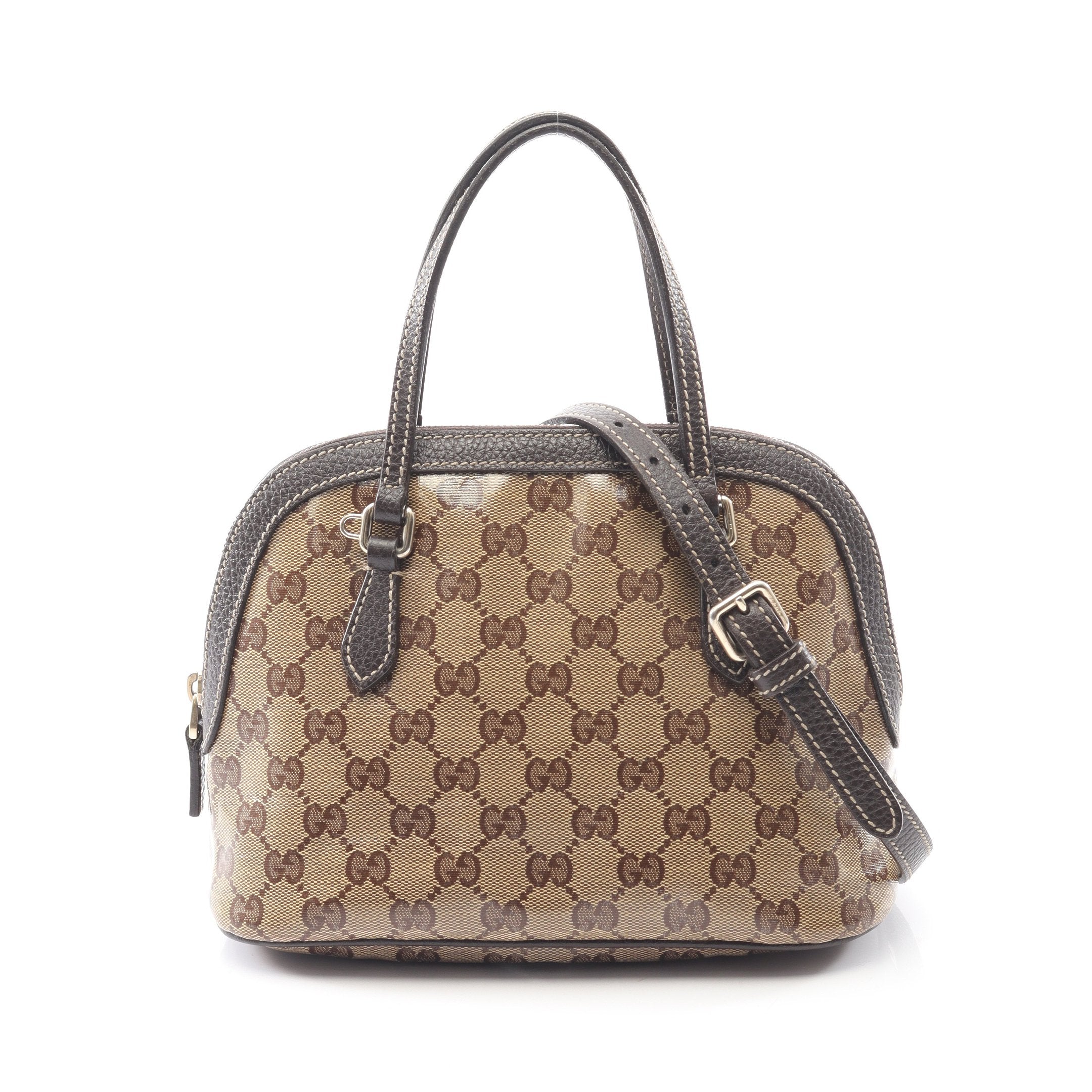 ハンドバッグ PVC レザー ベージュ ダークブラウン 2WAY グッチ – RECLO