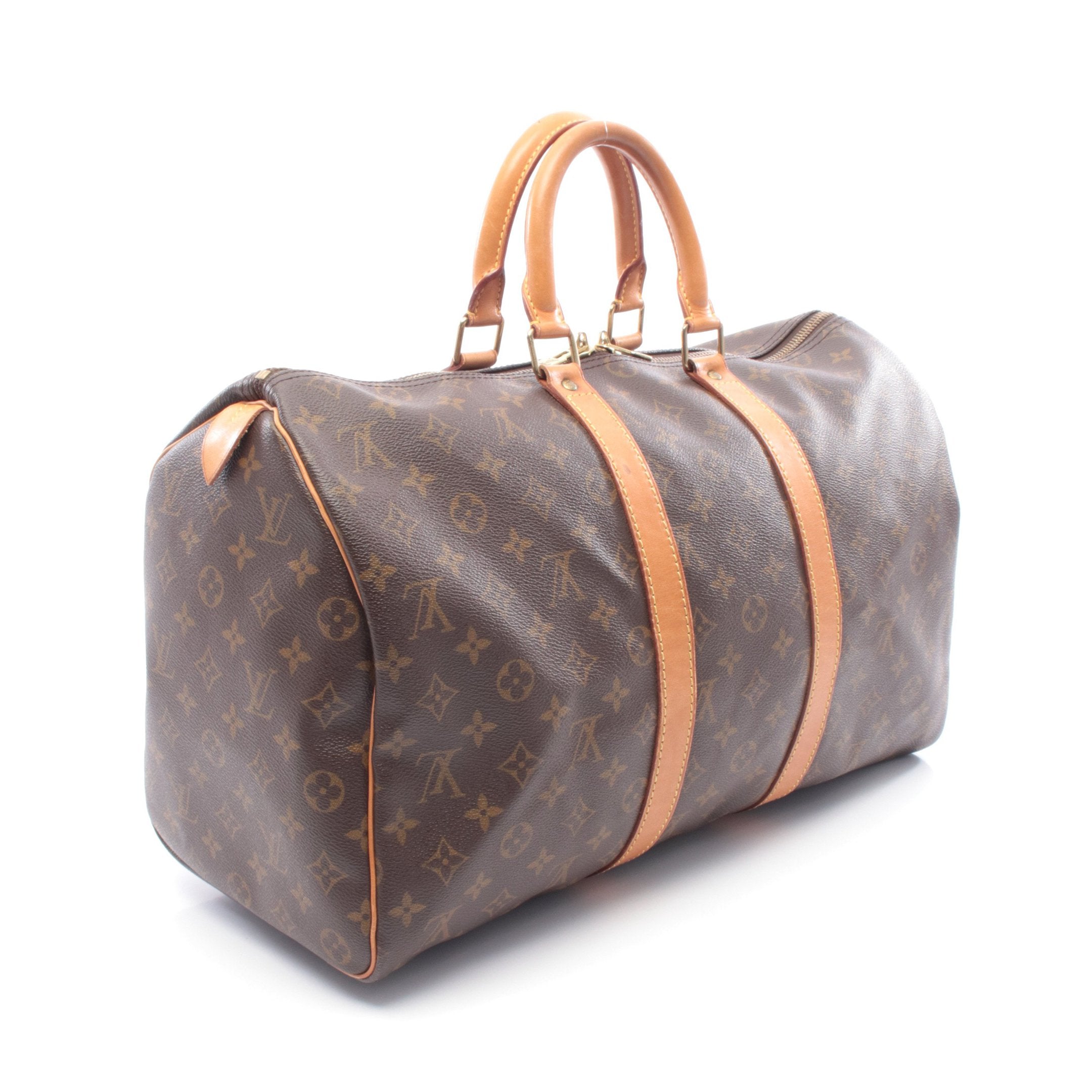 キーポル45 モノグラム ボストンバッグ PVC レザー ブラウン ルイ