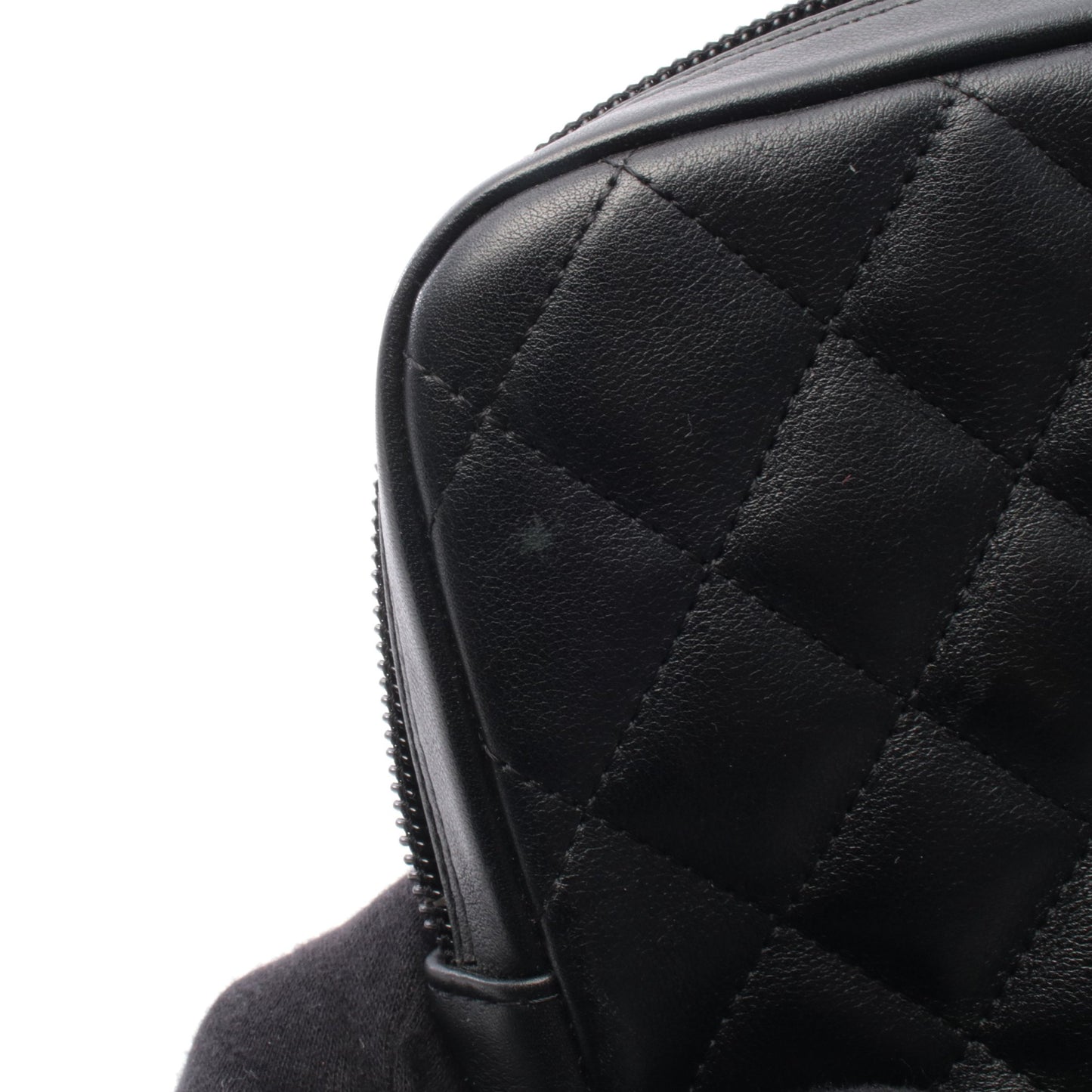 カンボンライン ラージポシェット ショルダーバッグ レザー ブラック ホワイト シルバー金具 シャネル バッグ CHANEL