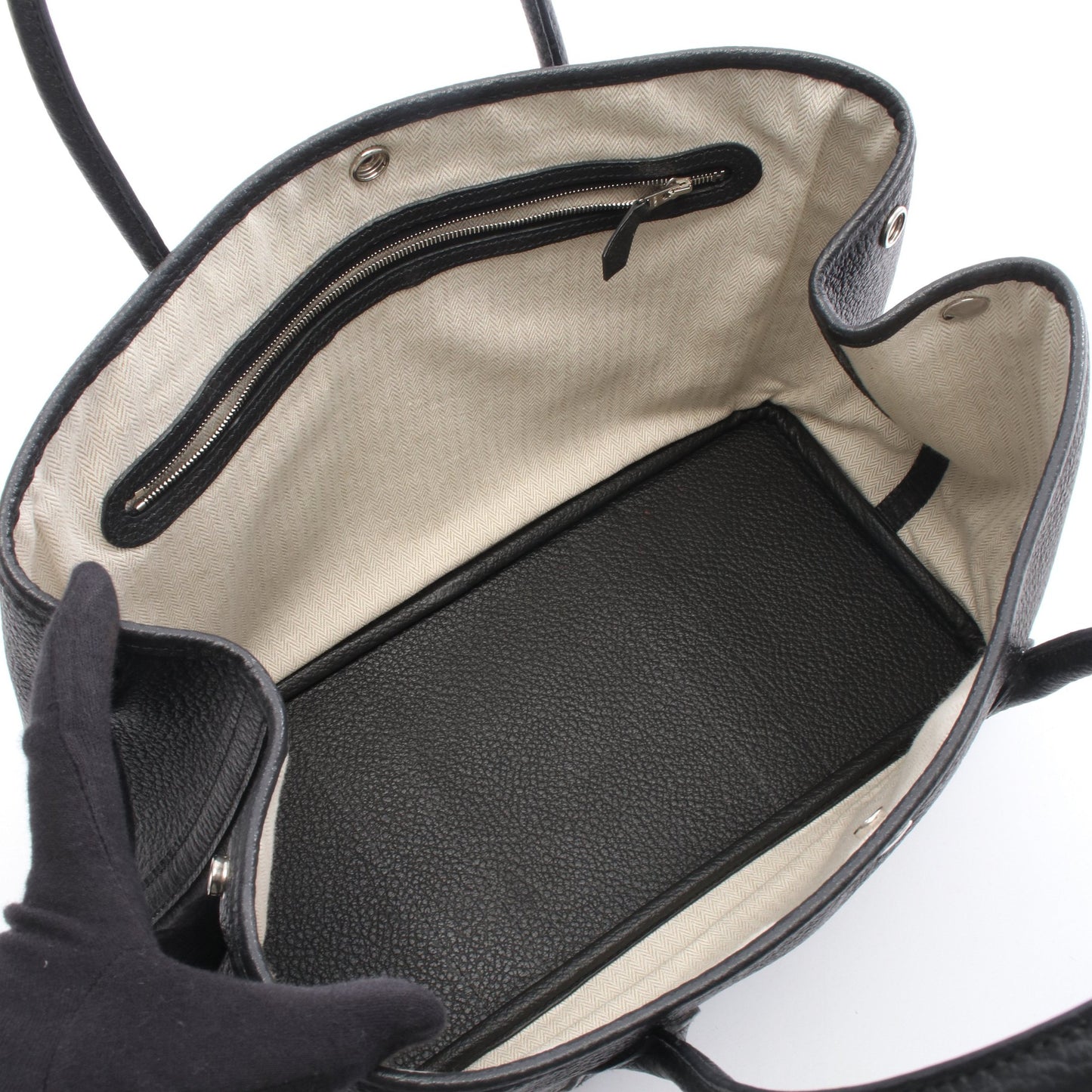 ガーデンパーティPM ハンドバッグ トートバッグ カントリー ブラック シルバー金具 X刻印 エルメス バッグ HERMES