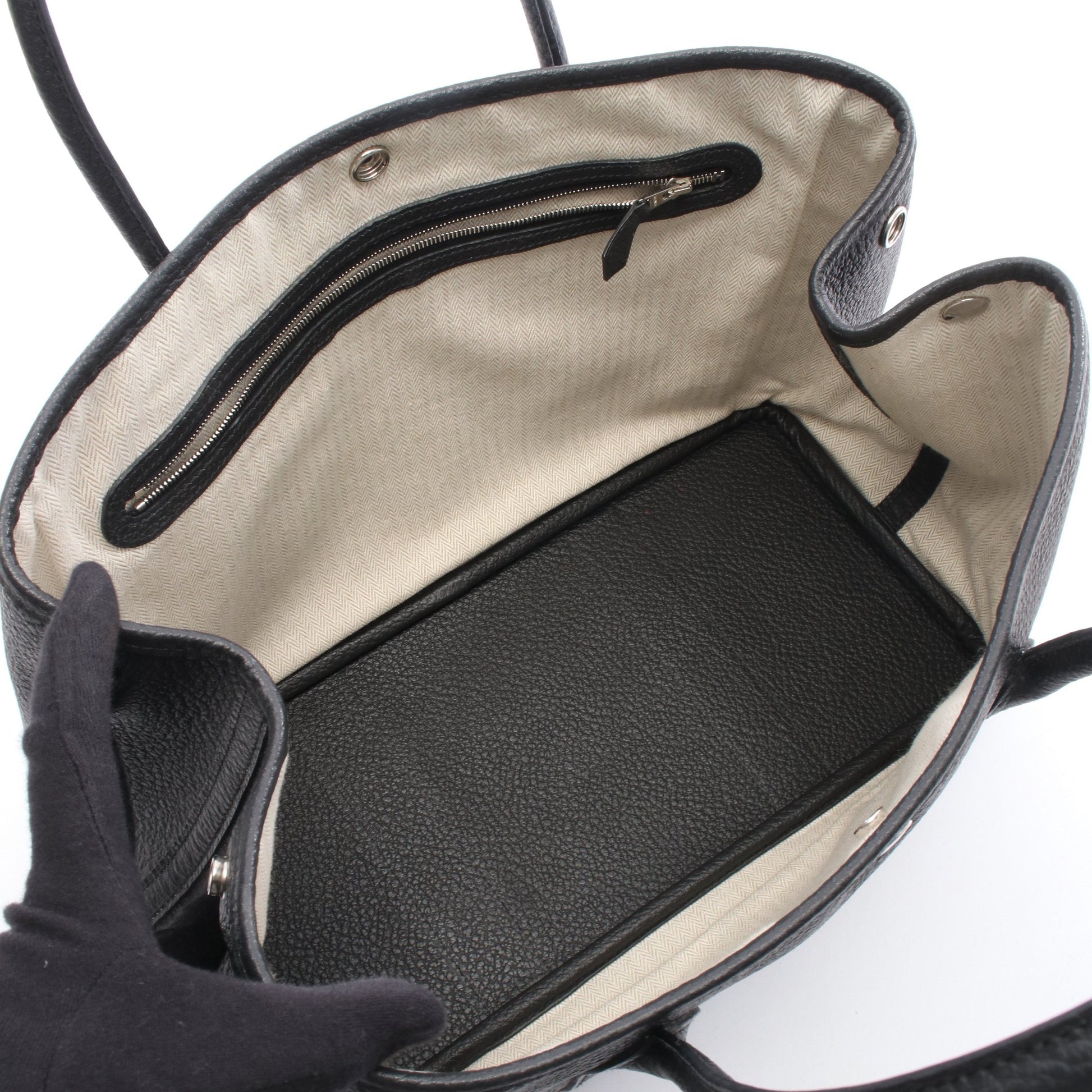 ガーデンパーティPM ハンドバッグ トートバッグ カントリー ブラック シルバー金具 X刻印 エルメス バッグ HERMES