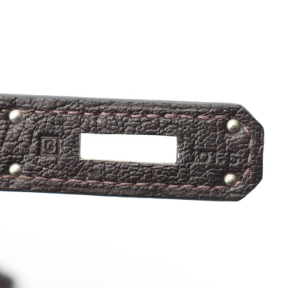 ケリー32 ショコラ ハンドバッグ シェーブル ダークブラウン シルバー金具 外縫い 2WAY □G刻印 エルメス バッグ HERMES