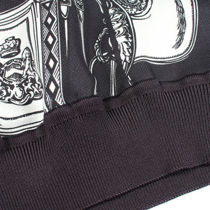 ツイルレーヌ En Desordre Finesse ニット クルーネック シルク ダークネイビー 切替 エルメス トップス HERMES