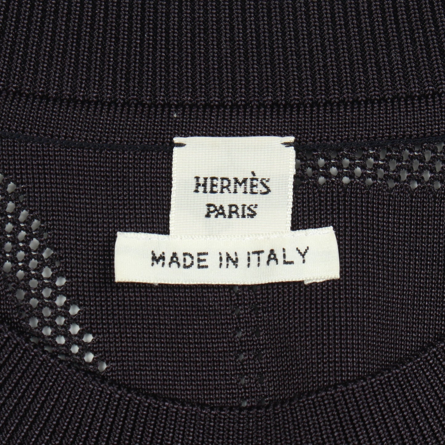 ツイルレーヌ En Desordre Finesse ニット クルーネック シルク ダークネイビー 切替 エルメス トップス HERMES