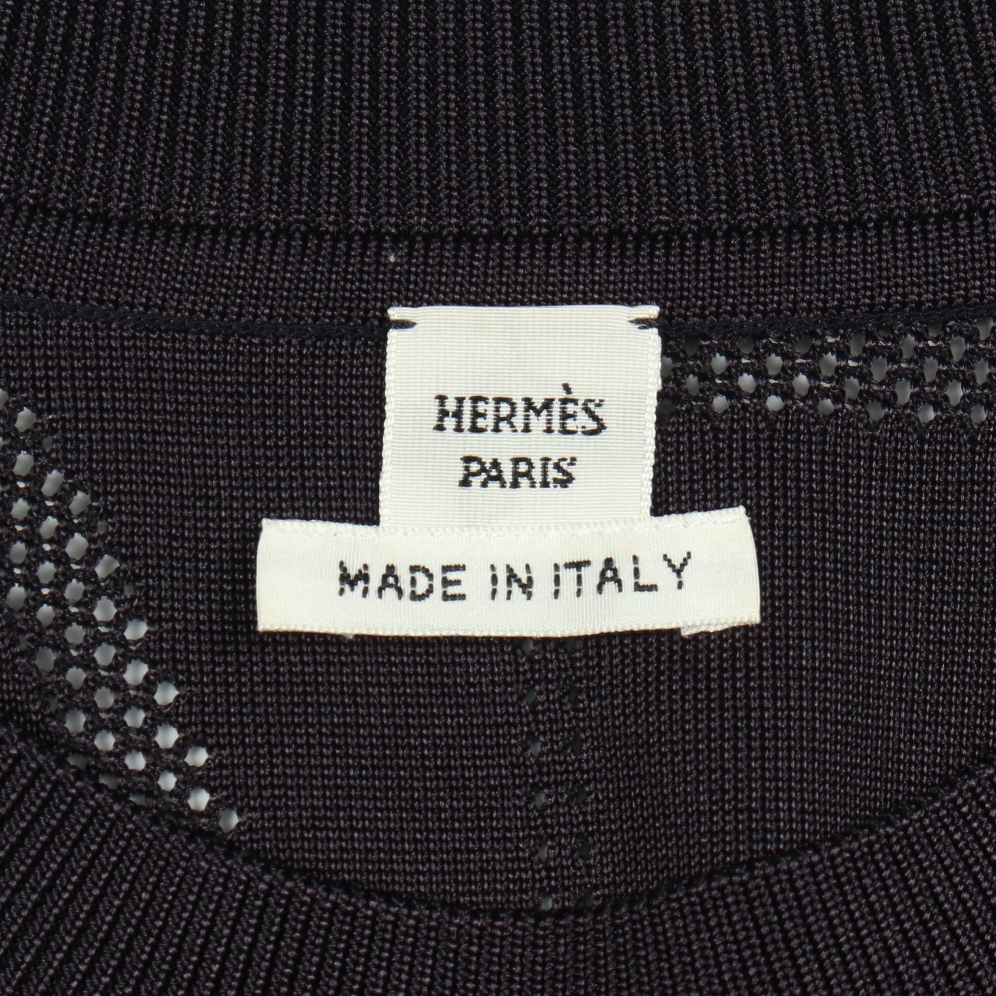 ツイルレーヌ En Desordre Finesse ニット クルーネック シルク ダークネイビー 切替 エルメス トップス HERMES