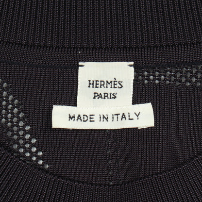 ツイルレーヌ En Desordre Finesse ニット クルーネック シルク ダークネイビー 切替 エルメス トップス HERMES