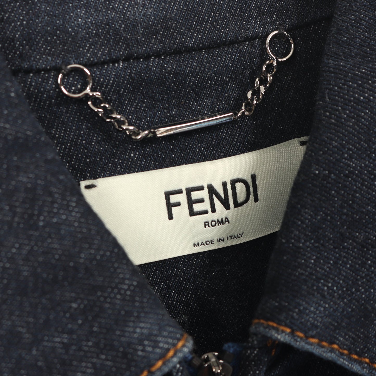 ジップアップ デニムジャケット コットン インディゴブルー フェンディ アウター FENDI