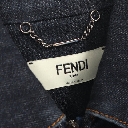 ジップアップ デニムジャケット コットン インディゴブルー フェンディ アウター FENDI